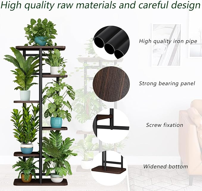 LINZINAR Plant Stand 6 Tier 7 Potted Indoor Plant Shelf Multiple Stands for Garden Corner Balcony Living Room