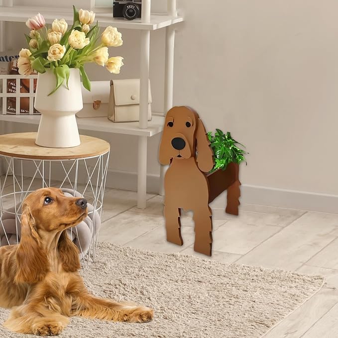 Brown Cocker Spaniel Dog Planter Plant Pots,Cute Garden Dog Flower Planter,Dog Planters Birthday Gifts for Women,Office,Indoor/Outdoor Decor（9.45 * 9.17 * 13.39in）