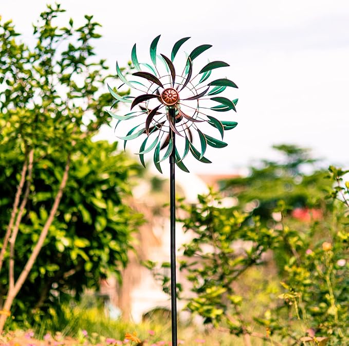 Stargarden Metal Wind Spinner,Two-Way Wind Sculptures,360 Degrees Kinetic Wind Spinners for Yard and Garden