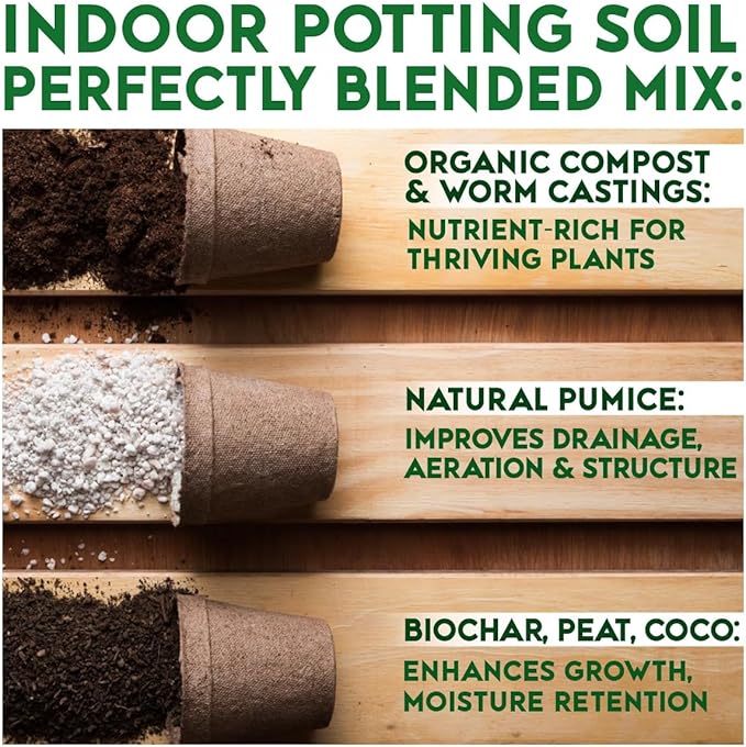 Organic Potting Soil for Indoor Plants. Boost House Plant Growth for Monstera, Fiddle Leaf, Money Tree, Pothos, Snake Plant, Aroid, Flowers, Herbs, Veggies, & More, Smart Grower 3 LB Ready to Plant