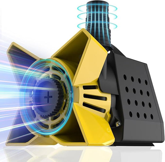 3200GPH Sump Pump - 100W Submersible Water Pump with Barrier Bag, Ultra Quiet Aquarium Pump with 33FT Power Cord for Pond, Waterfall, Fish Tank, Statuary, Hydroponic, Yellow