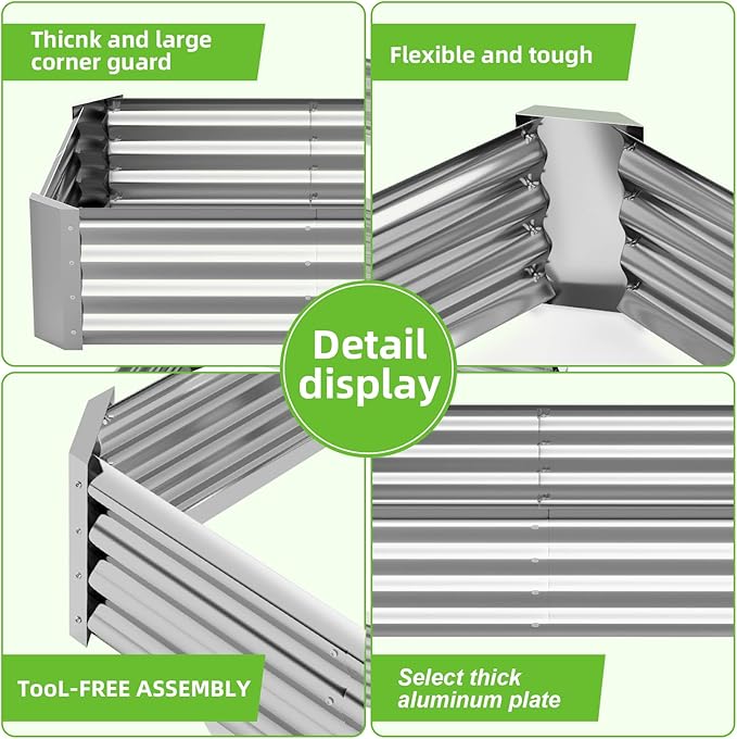 Raised Garden Bed Outdoor Aluminum Planter Box Kit for Vegetables Flower Herb, 2 Sets, 38x38x12 in