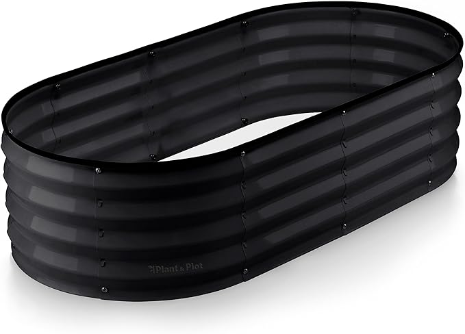 Galvanized Raised Garden Beds Outdoor // 4×2×1 ft Planter Raised Beds for Gardening, Vegetables, Flowers // Large Metal Garden Box (Black) // Patented Tool-Free Design