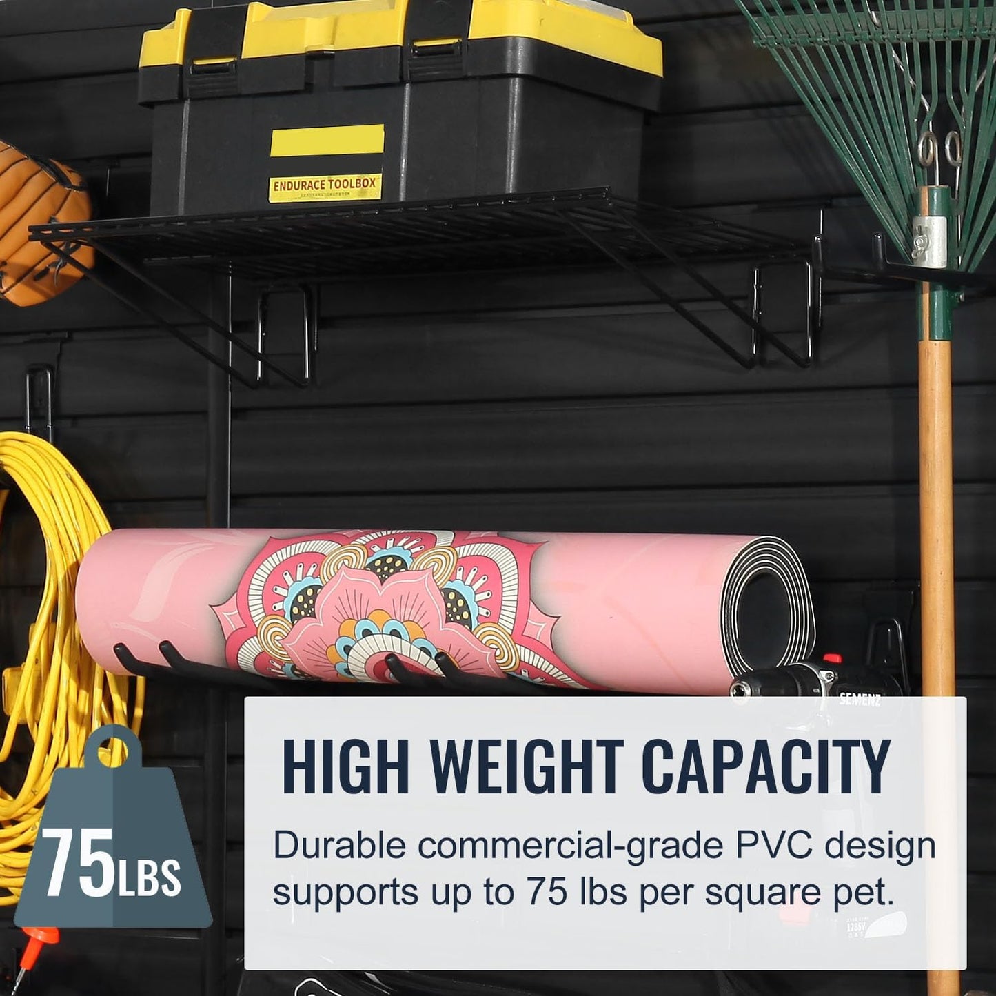 Slatwall Panel Garage Organizer PVC Slatwall Heavy Duty Wall Mounted Rack, Interlocking Slat Wall Panels for Tool Organization Peg Board(Grey 4 x 4 ft)