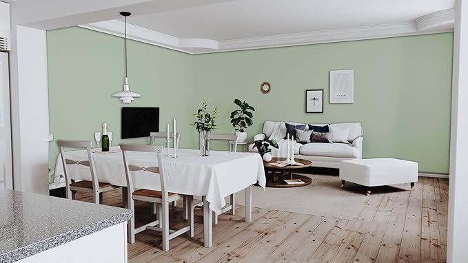 Dimoon 394''x17.7'' Green Peel and Stick Wallpaper Contact Paper Modern Self Adhesive Wall Paper Removable Renter Friendly Textured Solid Color Shelf Cabinet Vinyl Roll (394''x17.7'',Palegreen)