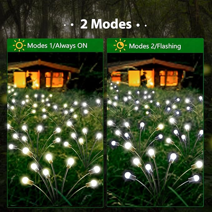 New Upgraded Solar Garden Lights, 6 Pack Solar Firefly Lights Outdoor, Solar Swaying Lights, Waterproof Solar Outdoor Fairy Lights for Yard Patio Pathway Wedding Decor (Cool White)