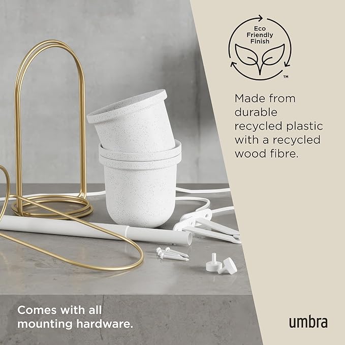 Umbra Triflora Hanging Planter for Window, Indoor Herb Garden, Set of 5, White/Brass