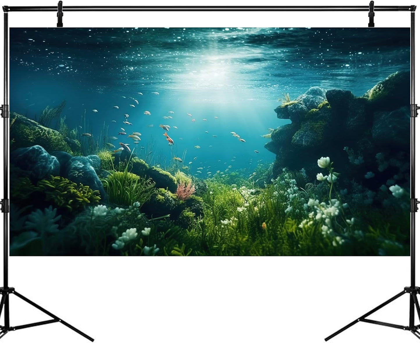 Underwater Aquarium Background Under The Sea Fish Tank Background Ocean Floor Green Aquatic Plants Aquarium Backgrounds Deep Sea Sunray Tropical Fish Aquarium Tank Backgrounds 72x16in