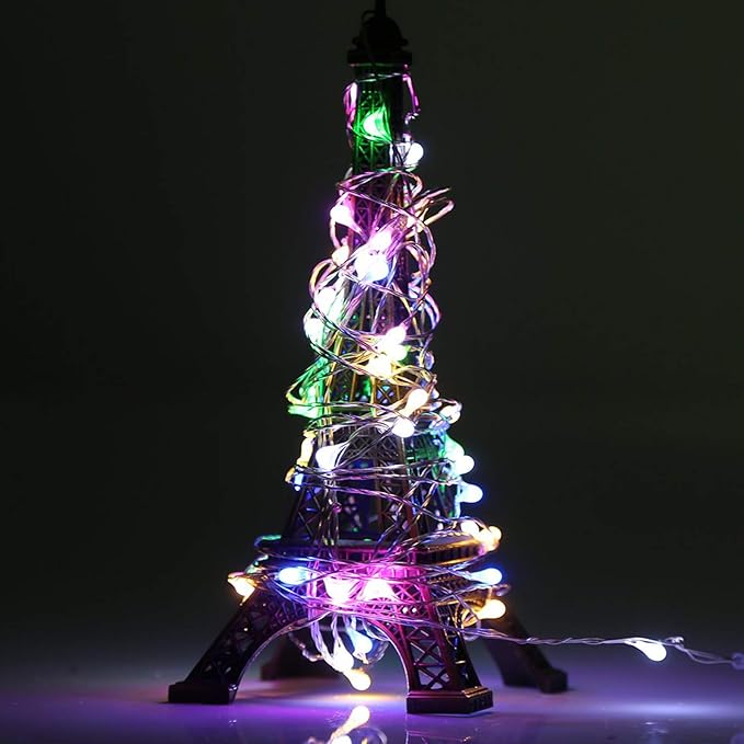 RUICHEN Multicolor Dimmable Fairy Lights Plug in, 99 Ft 300 LED Twinkle String Lights with Remote, Waterproof Silver Wire Firefly Lights for Bedroom, Patio, Yard, Christmas, Easter, Wedding, Party