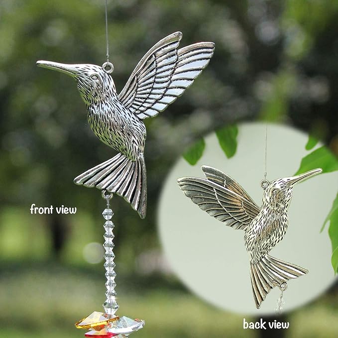 Crystal Garden Suncatcher Hanging Crystals Ornament for Window Rainbow Maker Prisms Home Decor Gift Boxed Sun Catcher Gift Idea for Mom Friends Grandma,Hummingbird