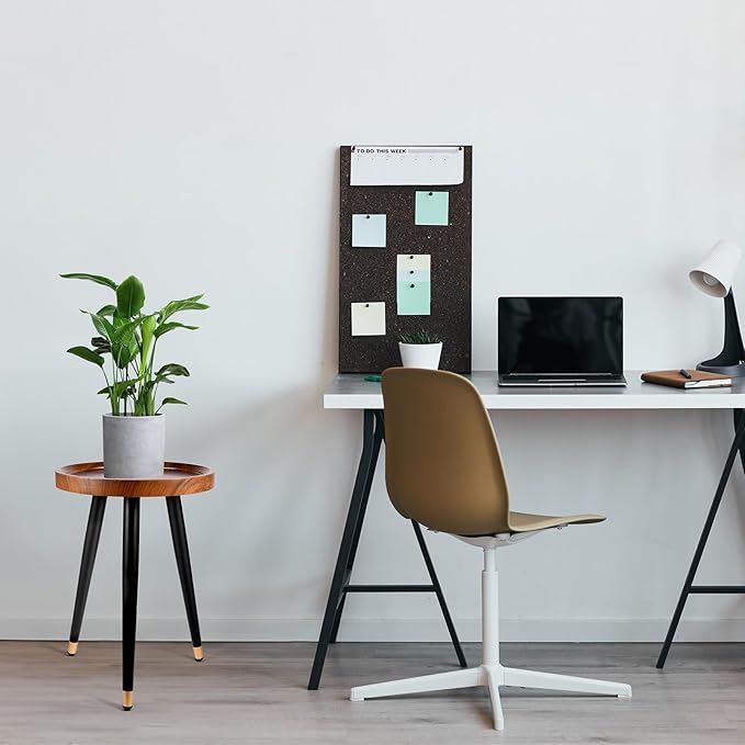 Plant Stand Indoor,Mid Century Walnut Wood Plant Table, Heavy Duty Metal Tall Flower Pot Stand,Modern Round Small Side End Table with Raised Design(12"x17") (2, 12 x 17 in)