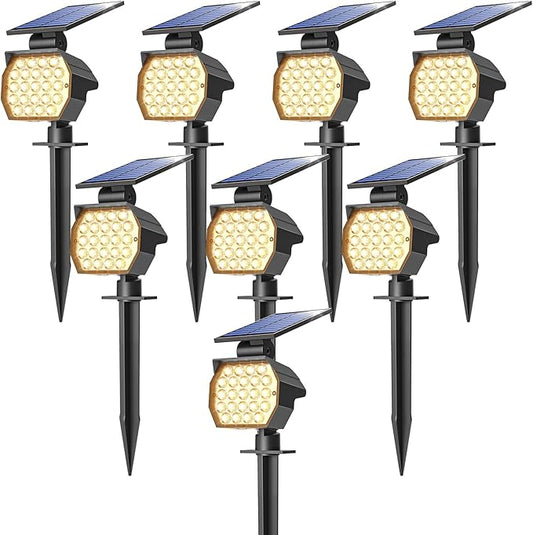 NIORSUN Solar Spot Lights Outdoor,23 LEDs Landscape Lighting with Auto On/Off and 3 Lighting Modes, IP67 Waterproof Spotlights,Outdoor Solar Lights for Yard Garden,8 Pack(Warm White)