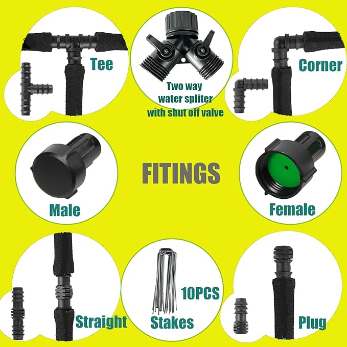 Cuckoo Soaker Hose 50ft With 1/2" Diameter-Soaker Hose Kit with Heavy Duty Rubber Hose for Irrigation-Save 70% Water-Great for Garden Flower Beds,Trees,Vegetables amd Seedings(1/2X50-2)