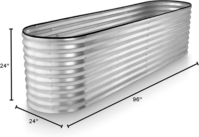 Galvanized Raised Garden Beds Outdoor // 8×2×2 ft Planter Raised Beds for Gardening, Vegetables, Flowers // Large Metal Garden Box (Silver) // Patented Tool-Free Design