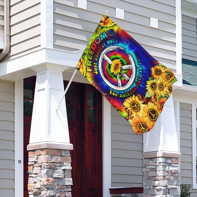 FLAGWIX Sunflower Hippie Peace Flags - Summer Flag Decorations For Home, Outside, House Flag (30 x 40) - USA House Garden Flags, Hippie Peace House Flag, Premium Polyester - Decorative Outdoor Flags
