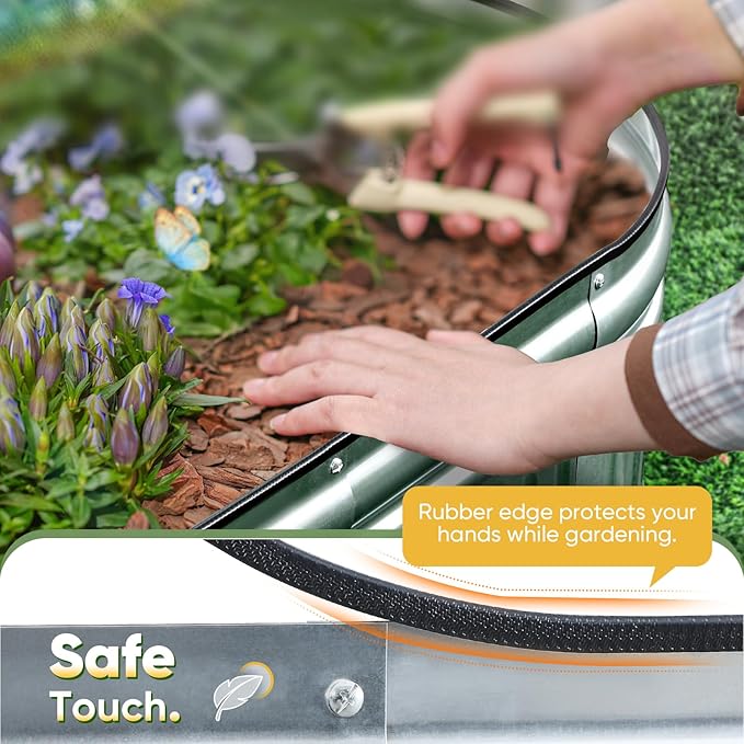 KING BIRD Raised Garden Bed Kit 2025 Upgraded Modular DIY Galvanized Planter Garden Box Outdoor for Gardening, Vegetables, Flowers, Elegant Roman Column Design, 47x24x12 in, Silver