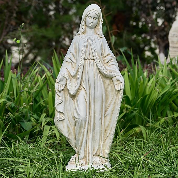 Virgin Mary Statue, Outdoor Garden Religious Decorations, Outdoor Mother Mary Statue, Garden Sculptures & Statues for Home Yard Patio Lawn Deck Hallway