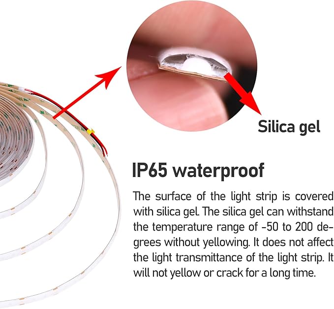 32.8ft(10M) DC 24V Blue COB LED Strip Light IP65 Waterproof 3840LEDs Uniform Glow Dotless Flexible LED Tape Lights for DIY Garden Backyard Hallways Stairs Decoration(No Power Supply)