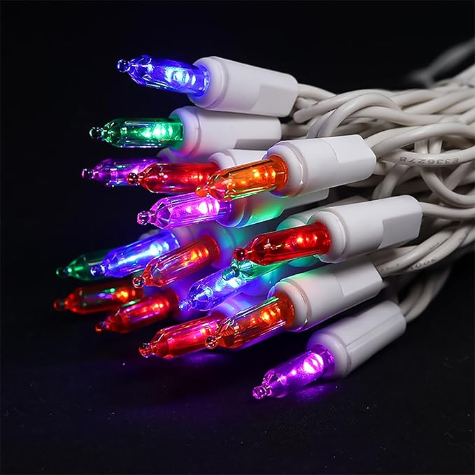 Multicolor Christmas LED Lights - 35 Count Multi-Colored Christmas String Lights for Small Tree, Crafts, Holiday, Indoor/Outdoor Decorations, 11 Feet White Wire, UL Certified, Connectable