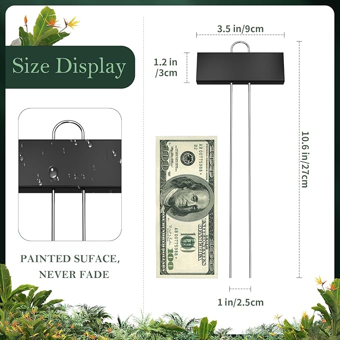 50 Pack Metal Plant Labels for Outdoor Garden Waterproof Plant Markers, Labels Garden Markers for Seedlings Herbs Vegetable Greenhouse Gifts, with Pen - Black
