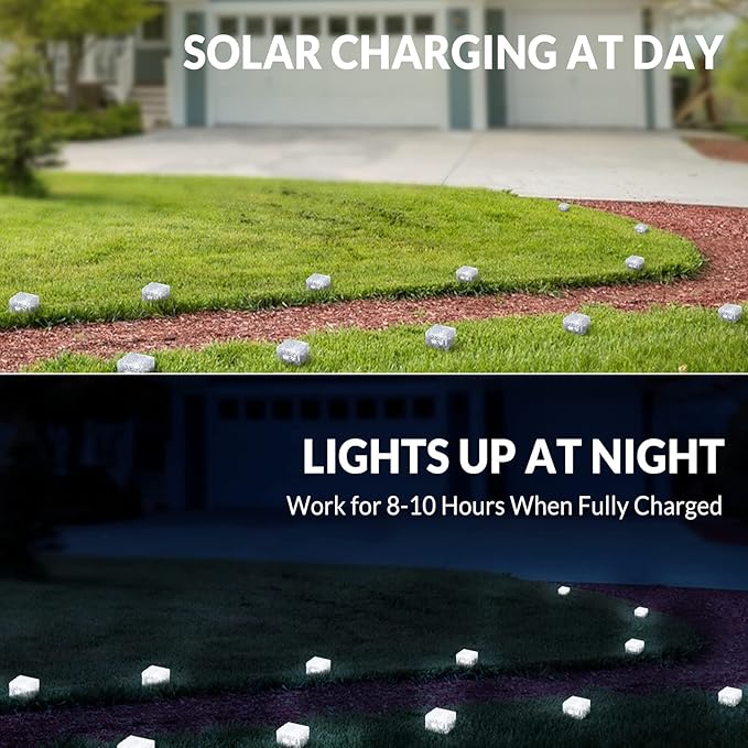 Solar Brick Lights, Outdoor Solar Lights, Outdoor Waterproof Patio Brick Lights, 2.8 * 2.8in Garden Decor for Outside 4 Packs for Patio,Yard,Walkway,Pathway Decor