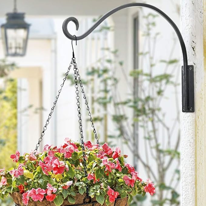 Heavy Duty Plant Hanger Bracket - Outdoor Hand-Forged Hanging Plant Bracket Durable and Stable Bird Feeder Hanger