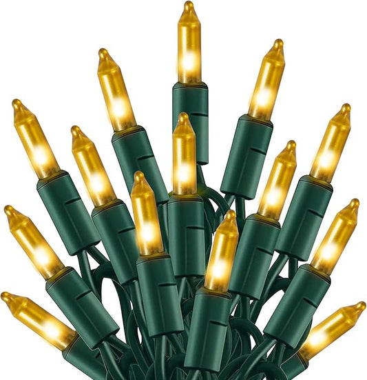 TW SHINE Christmas Lights, 20FT 100 Count Incandescent Mini Christmas Tree Light, Waterproof Xmas String Lights for Outdoor Indoor Home Party Yard Decorations, Gold