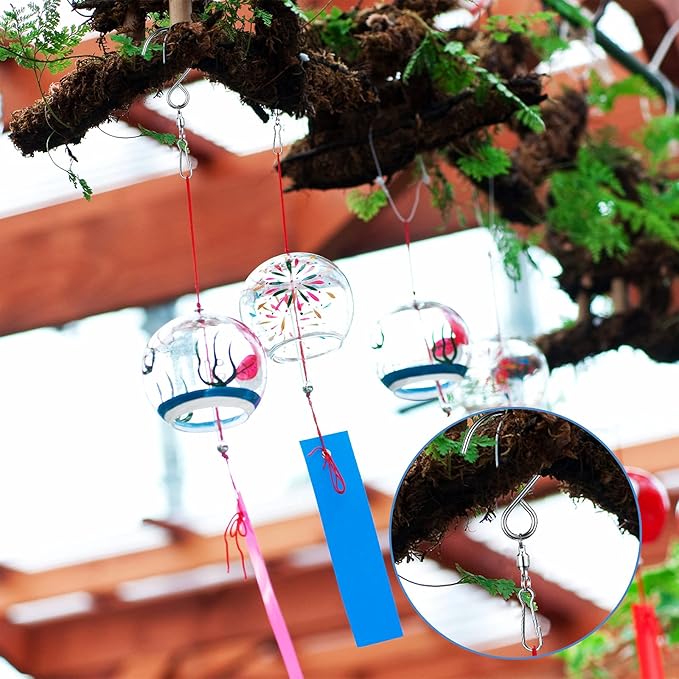 Wind Spinner Swivel Hooks 360 Degree Dual Spinning Windsock Chime Supplies Hanger Swivels Clip Hanging Hooks with Storage Box for Wind Spinners Supply, 2 Styles (Metal Color,20 Pieces)