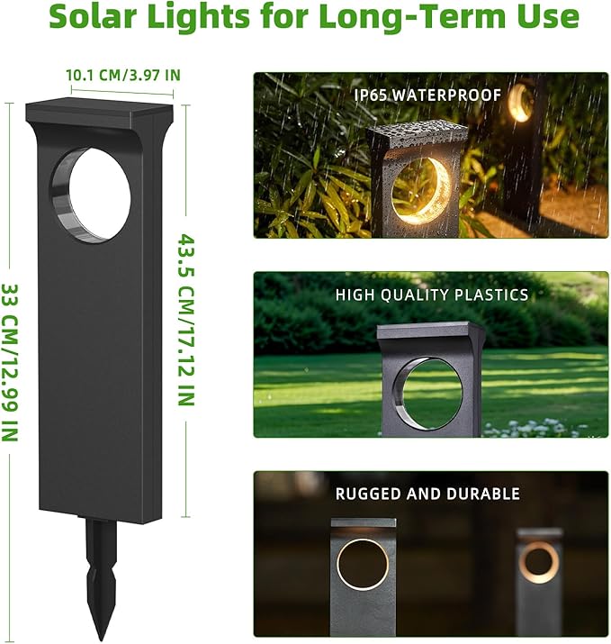 Solar Pathway Lights Outdoor, 2 Pack Upgraded Moon Shaped Landscape Lights - Brighter & Waterproof Solar Powered Decor for Yard, Garden, Path, Walkway, and Outdoor Decoration