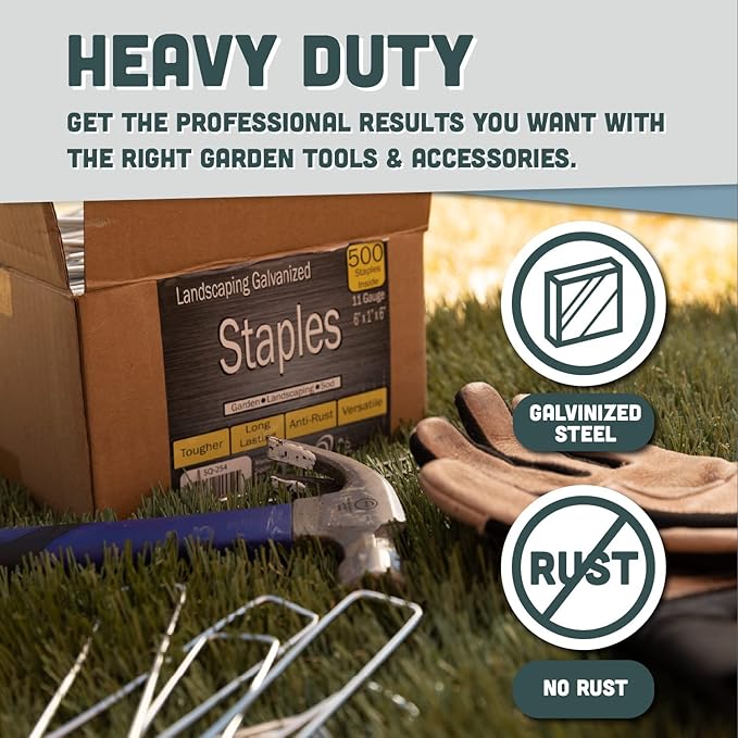 Squirrel Products U Shape Garden Stakes Metal, 6 Inch Landscaping Staples, 11 Gauge Stakes for Landscaping Fabric, 2.9mm 15x2.5x15cm – 200 Pack