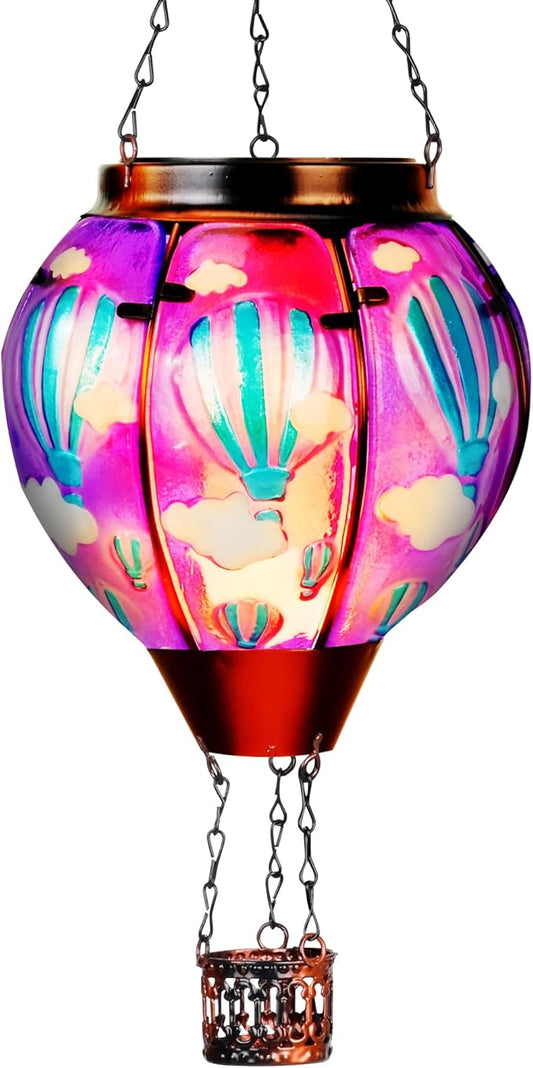 Solar Lantern Outdoor Waterproof, Hanging Lantern for Backyard Porch Patio Lawn Pathway Decor, Yard Decorations, Hot Air Balloon Garden Gifts