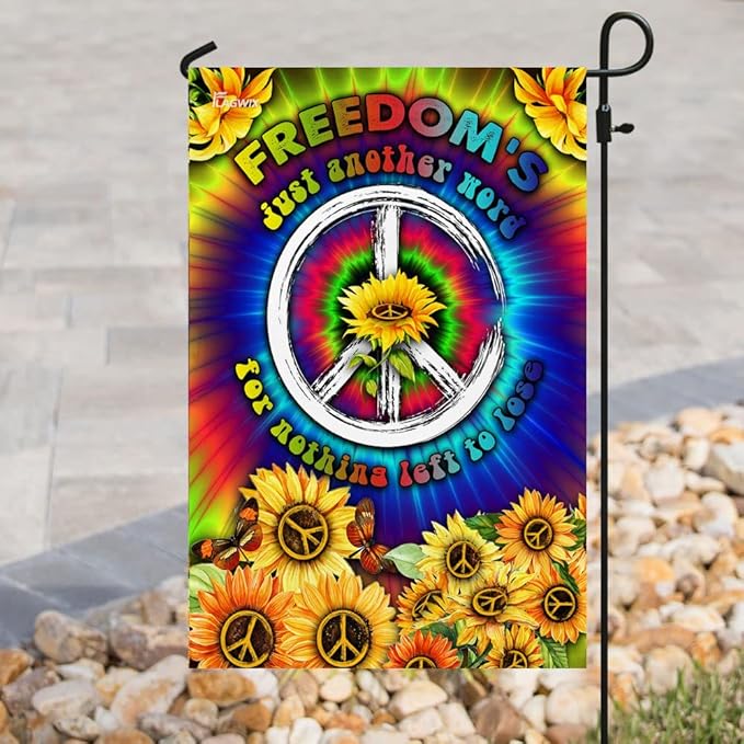 FLAGWIX Sunflower Hippie Peace Flags - Summer Flag Decorations For Home, Outside, House Flag (30 x 40) - USA House Garden Flags, Hippie Peace House Flag, Premium Polyester - Decorative Outdoor Flags
