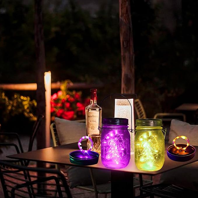 Mason Jar Solar Lights 10 Pack 30 LED Outdoor Solar Firefly Lights, Solar Fairy String Lids Lights,Waterproof Mason Solar Lights with Hangers for Regular Mouth Jars Christmas Gifts(Jars Not Included)