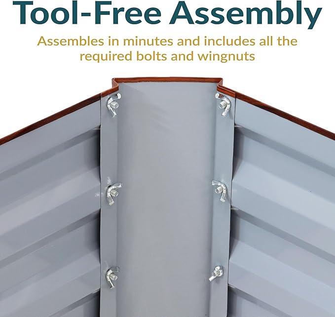 Sunnydaze 11.75" H Raised Metal Garden Bed - Galvanized Raised Garden Bed Outdoor for Vegetables and Flowers - Woodgrain - 4' x 2' Rectangle