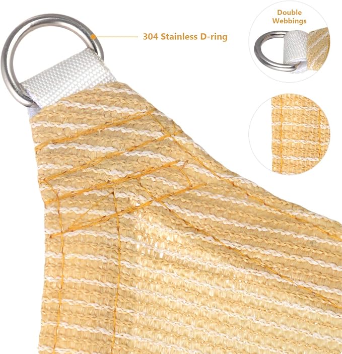 Eden's Decor Straight Flat-Edged Sun Shade Sail Rectangular 7' x 12' Beige UV-Blocking Outdoor Canopy Fabric Cloth Awning for Pergola Patio Garden Backyard Custom Size