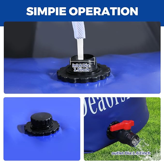 Water Storage Bladder with Two different sizes of water pipes,Portable Large Capacity Water Bladder Tank,143gallons, Foldable Water Storage Tank for RV,Camping, Agricultural Irrigation,Garden watering