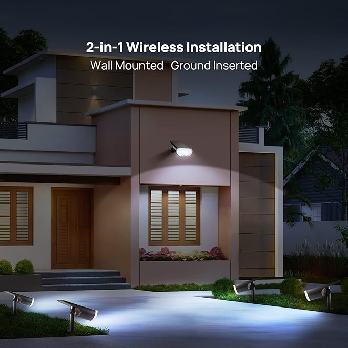 Solar Spot Lights Outdoor, Consciot 16 LEDs IP67 Waterproof Solar Outdoor Lights, Auto On/Off Solar Landscape Spotlights, 2-in-1 Adjustable Wall Lights for Garden Yard Pathway, 6 Pack (Cool White)