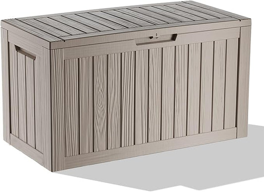 80 Gallon Outdoor Storage Box – Waterproof Deck Box for Garden & Patio,Light Brown