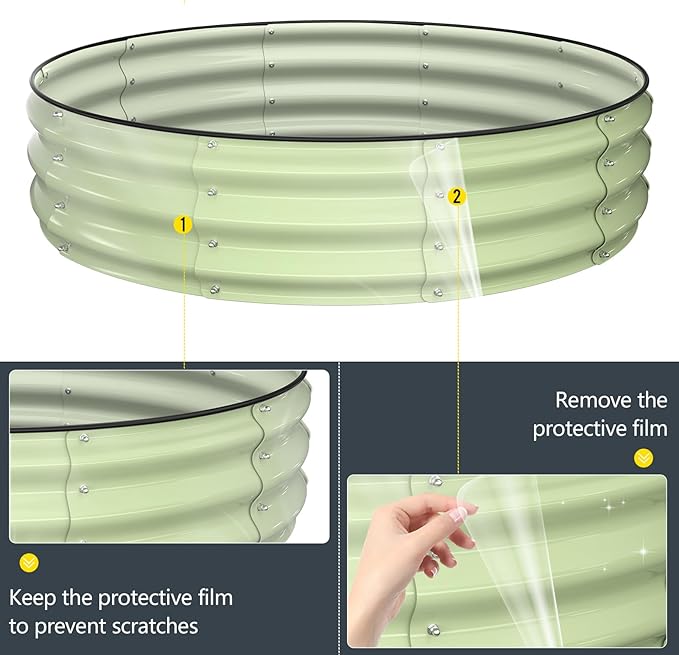 Kesfitt Raised Garden Bed Kit,Outdoor Galvanized Planter Large Metal Raised Boxes with Safety Edging and Gloves for Gardening Vegetables,Fruits,Flower(4x4x1FT)