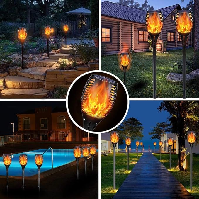 YoungPower 43'' Large Solar Torch Lights Flickering Flames Torches, Waterproof Outdoor Flame Decoration Lighting for Yard Driveway, 2P