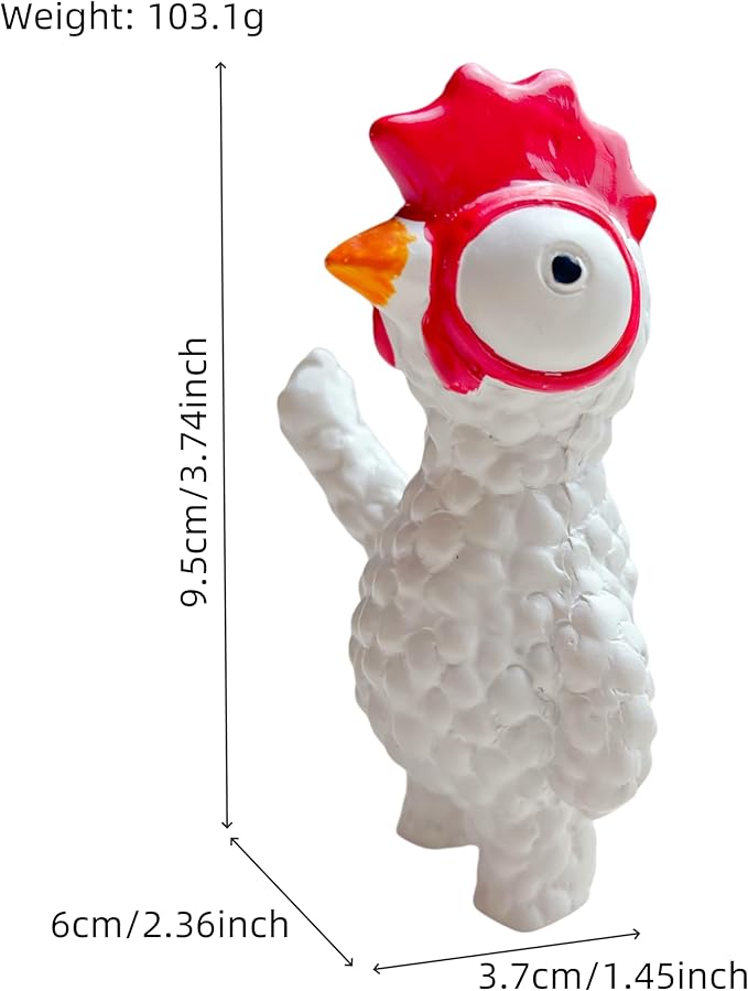 Jxueych Rebellious Chicken Figurine, Miniature Chicken Standing 3.7 Inch, Adorable Mini Chicken for Enthusiasts and Quirky Decor Lovers