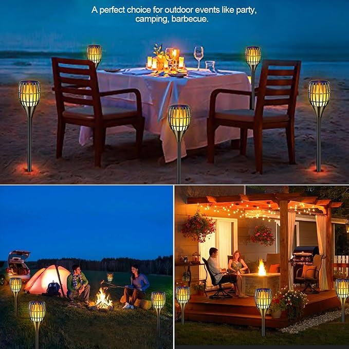 Outdoor Solar Lights Upgraded,Waterproof Flickering Flames Torches Lights Solar Spotlights Landscape Decoration Lighting Dusk to Dawn Auto On/Off Security Torch Light for Patio Driveway, 4P