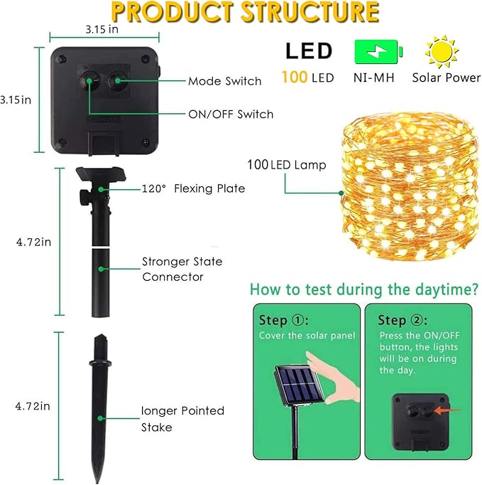 Solar Christmas String Lights Outside, 3 Pack Total 120FT 300 LED Solar Garden Twinkle Lights Outdoor, Waterproof with 8 Modes Solar Fairy Lights for Patio Party Wedding Christmas Decor (Warm White)