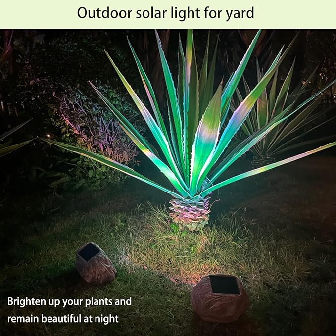 Solar Rock Lights Outdoor Waterproof, 4 Pack LED Colored Garden Landscape Light, Stone Statue Bright Solar Spot Light for Path, Yard, Patio, Lawn, Porch, Yard Decoration and Lighting