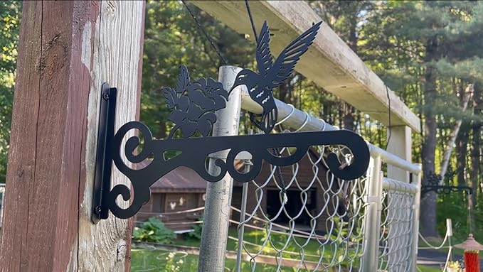 2-Pack 10 Inch Aesthetic Plant Hangers Outdoor – Metal Hanging Plant Bracket with Beautiful Hummingbird Pattern – Heavy Duty Plant Hooks for Hanging Plants, Bird Feeder, Wind Chime, Lantern