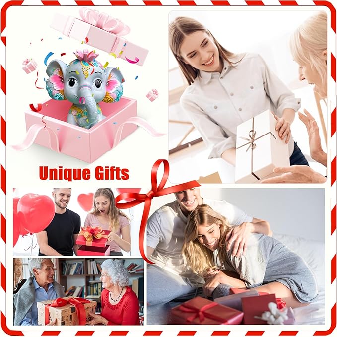 Solar Garden Outdoor Statue Elephant with 4 LED Lights,Lawn Decor Statue for Patio, Balcony,Yard Ornament,Ideal Gift for Christmas,Women,Mom,Grandma,Birthday or Unique Housewarming