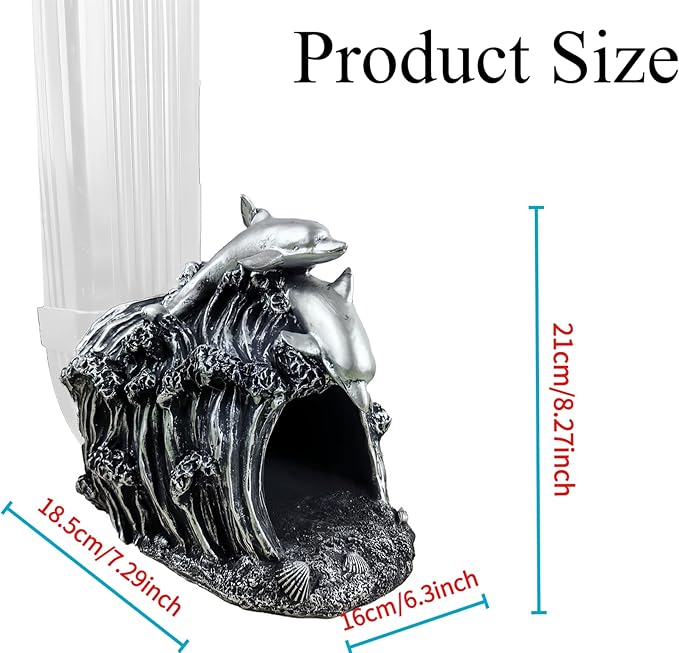 Dolphin Statue 3" x 4" Gutter Downspout Extension,Garden Outdoor Animal Decor Sculpture, Gutter Diverter Rain, Splash Block, Decorative Gutter Extender Diverter Ornament