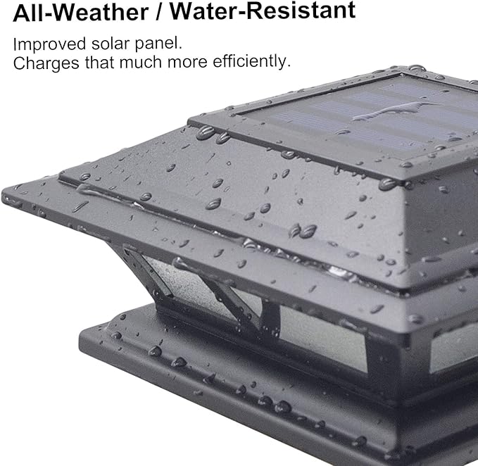 SIEDiNLAR Solar Post Lights Outdoor 2 Modes LED Deck Fence Cap Light for 4x4 5x5 6x6 Posts Patio Garden Decoration Warm White/Cool White Lighting Black (2 Pack)