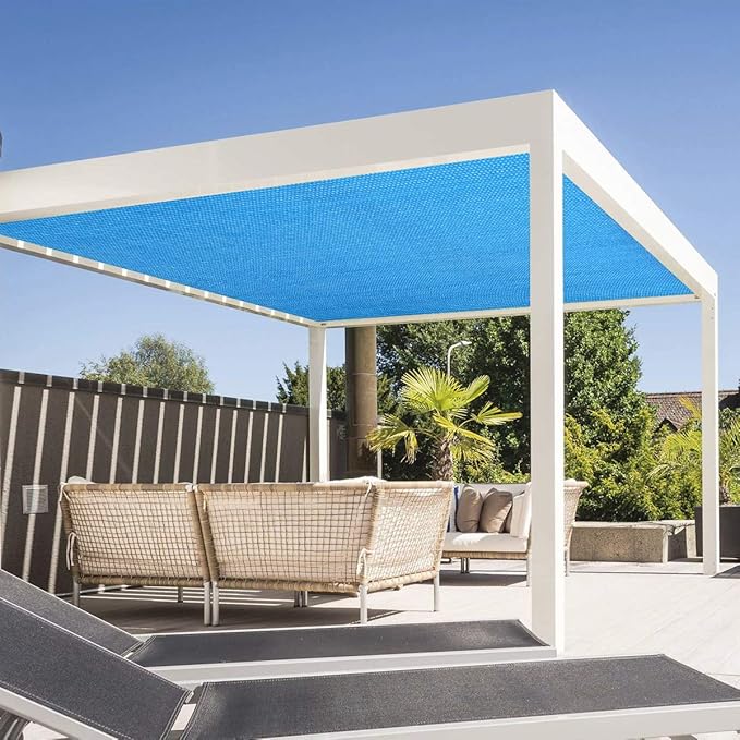 Eden's Decor Straight Flat-Edged Sun Shade Sail Rectangular 10' x 11' Blue UV-Blocking Outdoor Canopy Fabric Cloth Awning for Pergola Patio Garden Backyard Custom Size