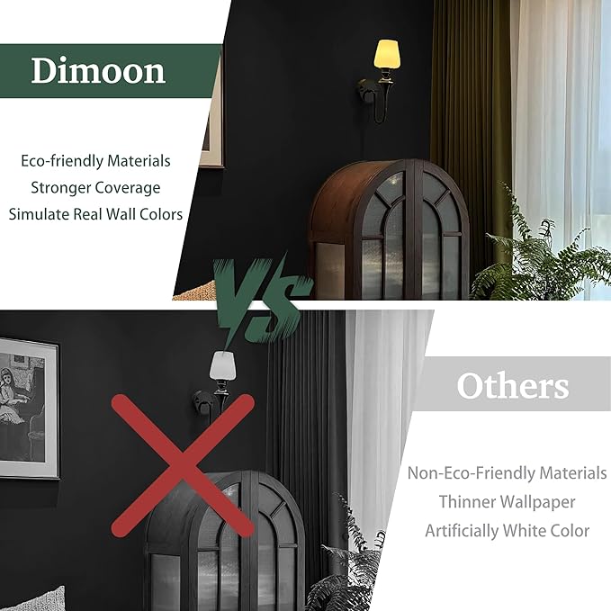 Dimoon 394''x17.7'' Black Peel and Stick Wallpaper Contact Paper Modern Self Adhesive Wall Paper Removable Renter Friendly Textured Solid Color Shelf Cabinet Vinyl Roll (394''x17.7'',Black)